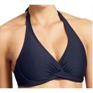 Athleta Tara Navy Blue Halter Bikini Swim Top Size 34 B/C Underwire